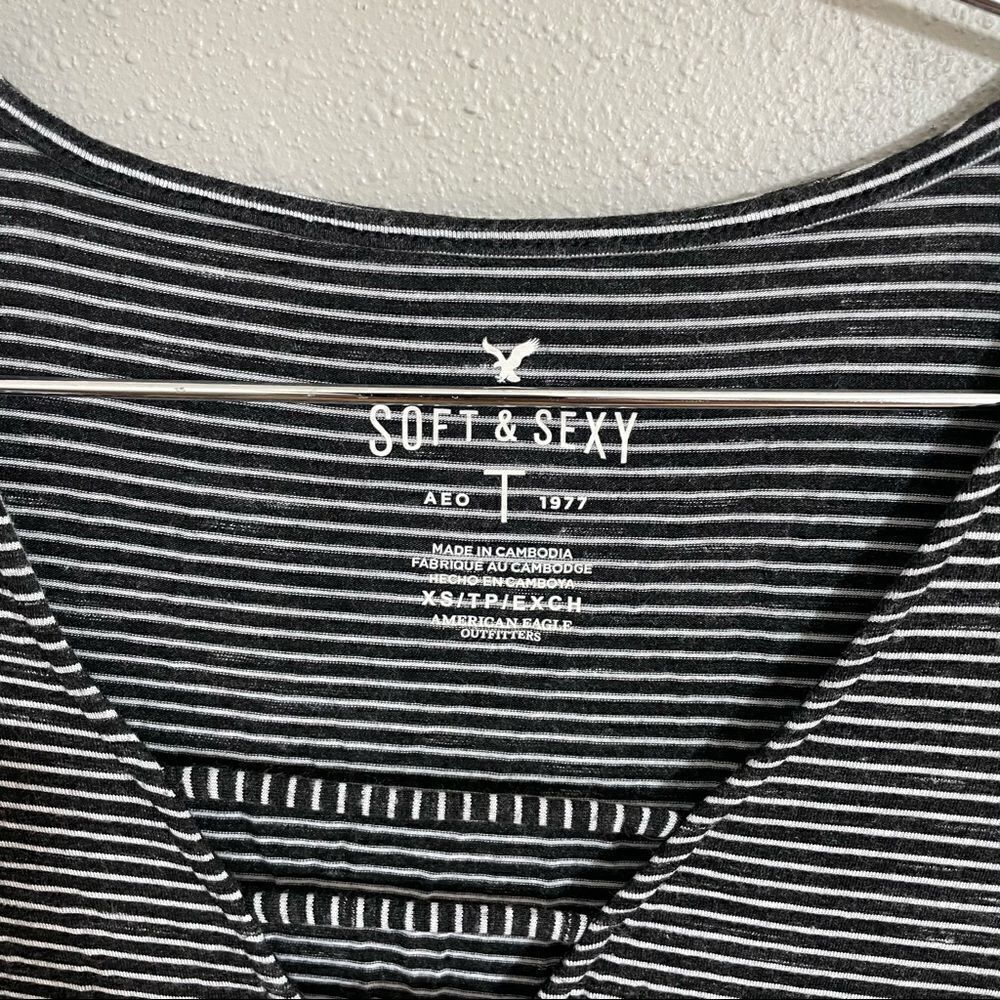 American Eagle Soft and Sexy Striped Bell Sleeve Top - Picture 2 of 4